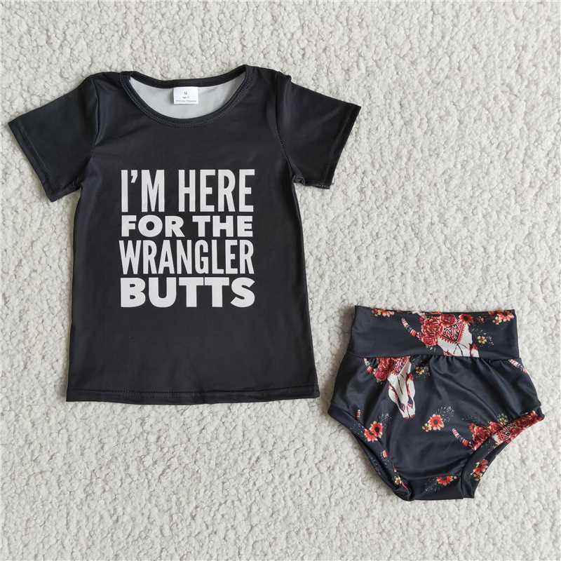 A7-8  Letter black soft bummie set