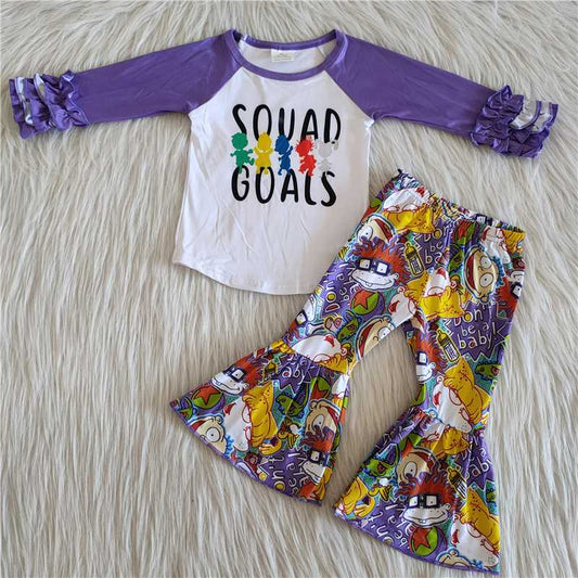 6 A25-5Squard goals purple long sleeve kids outfits