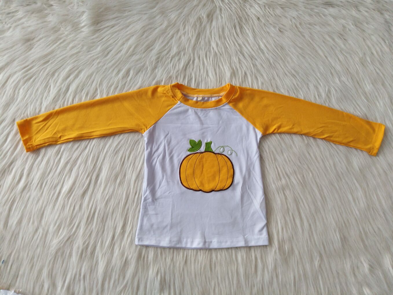10.14 RTS NO MOQ （In stock）G3-16-5* Baby Boys Long Sleeve Top Yellow Pumpkin Long Sleeve Top