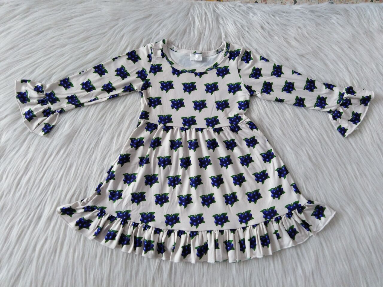 9.23 RTS NO MOQ（In stock）G1-3* Baby Girls Winter Dress Blueberry long-sleeved dress