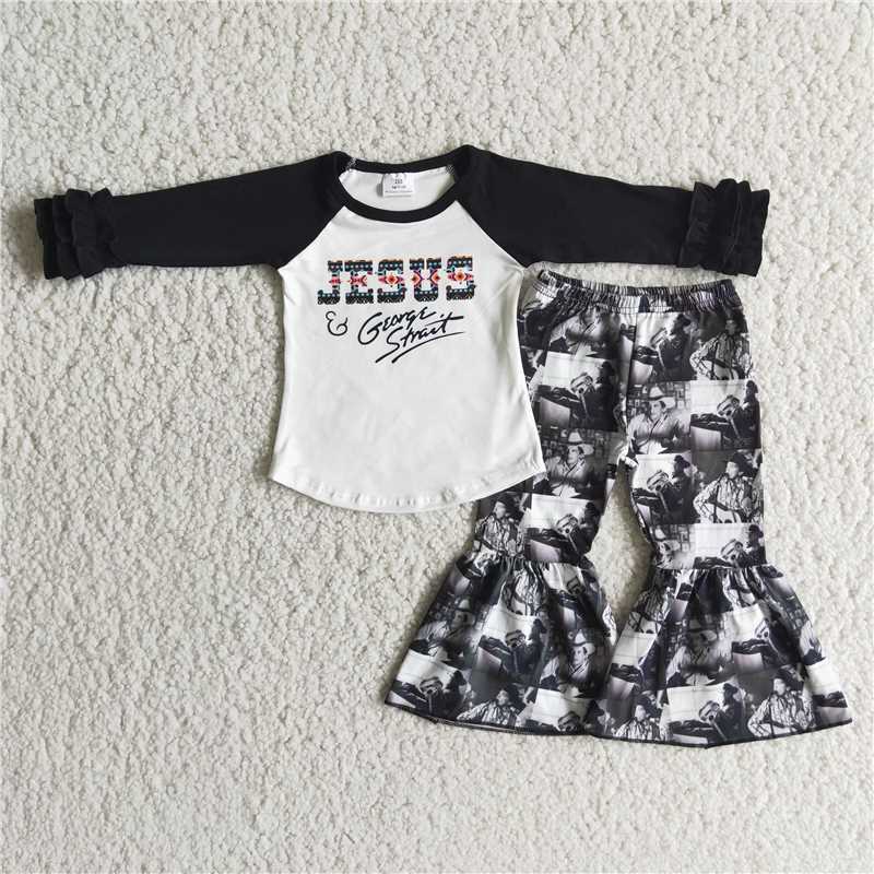 6 A16-13Singer print kids boutique clothes