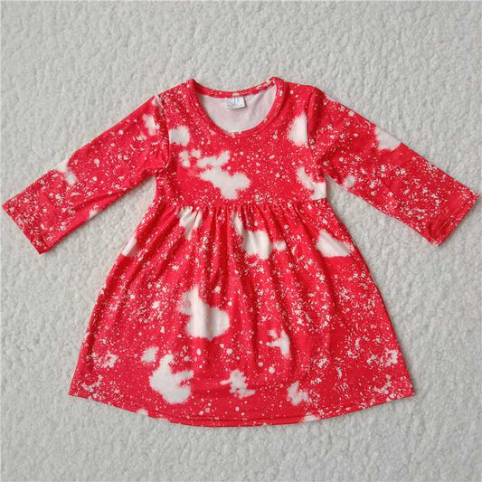 9.22 RTS NO MOQ（In stock）G2-20-8;[ Baby Girls Winter Dress White cloud pattern red long-sleeved dress
