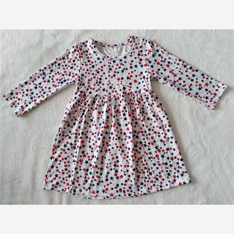 9.26 RTS NO MOQ（In stock）G2-16-6/. Baby Girls Winter Dress Five-pointed star long-sleeved dress