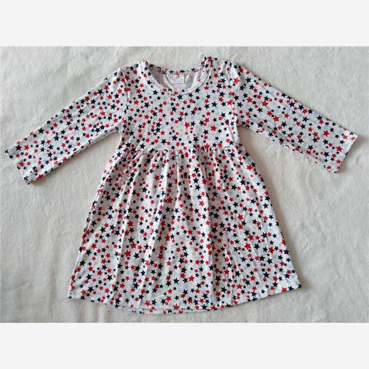 9.26 RTS NO MOQ（In stock）G2-16-6/. Baby Girls Winter Dress Five-pointed star long-sleeved dress