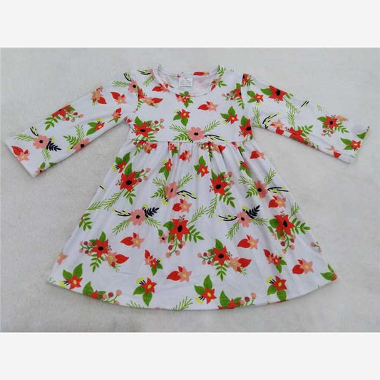 9.26 RTS NO MOQ（In stock）G2-16-4 Baby Girls Winter Dress Five-pointed star flower long-sleeved dress