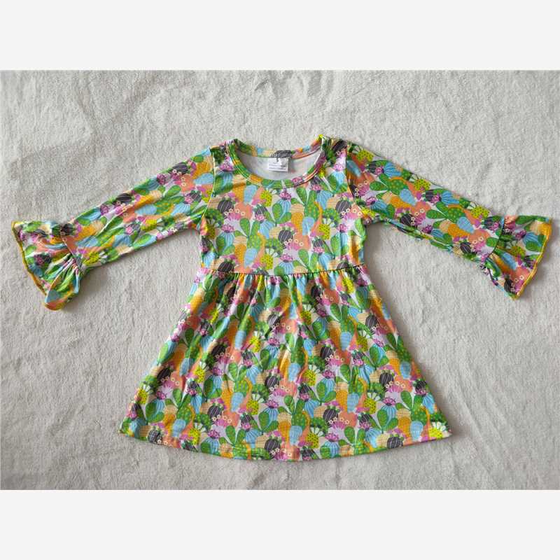 9.19 RTS NO MOQ（In stock）G2-20-7] Baby Girls Winter Dress Four white flower long-sleeved dress