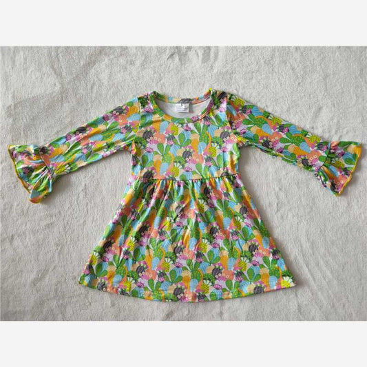 9.19 RTS NO MOQ（In stock）G2-20-7] Baby Girls Winter Dress Four white flower long-sleeved dress