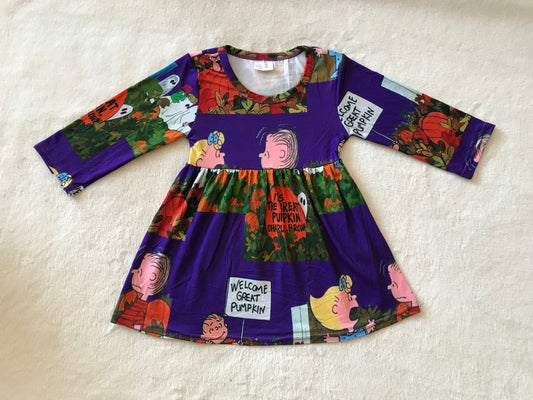 9.15 RTS NO MOQ （In stock）G3-8-4** Baby Girls Winter Dress Baby Girls long sleeve Purple knee-length Dresses