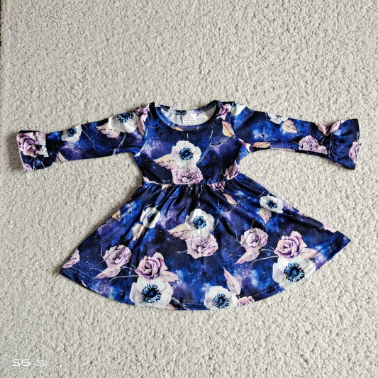 9.24 RTS NO MOQ（In stock）G2-16-9- Baby Girls Winter Dress Purple, White, Rose, Black and Purple Long Sleeve Dress