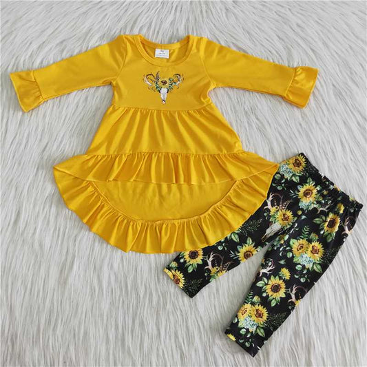6 A26-27Bull skull vinyl high low top leggings kids girls clothing