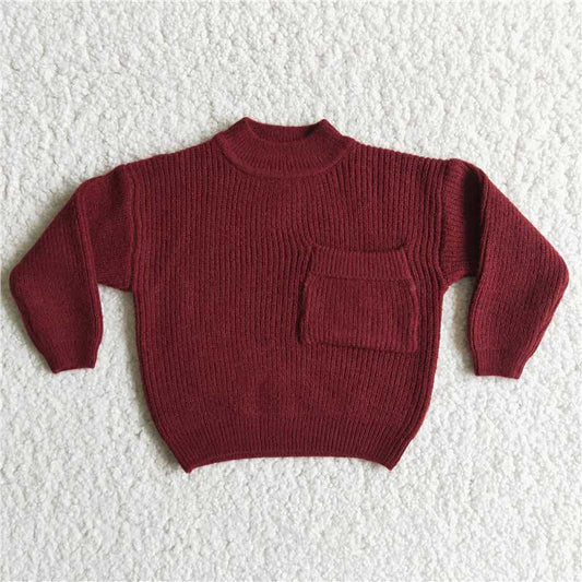 6 B13-38  Maroon color pocket sweater