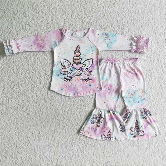 6 B3-16Unicorn shirt match pants little girls boutique clothing