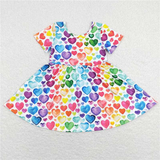 C7-16 Colorful Valentine's Day short-sleeved dress with love heart
