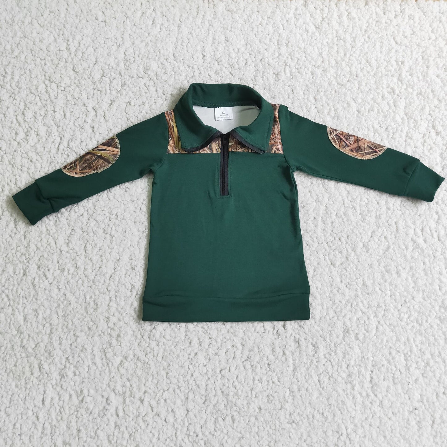 6 B8-16  Green boys camo Pullover
