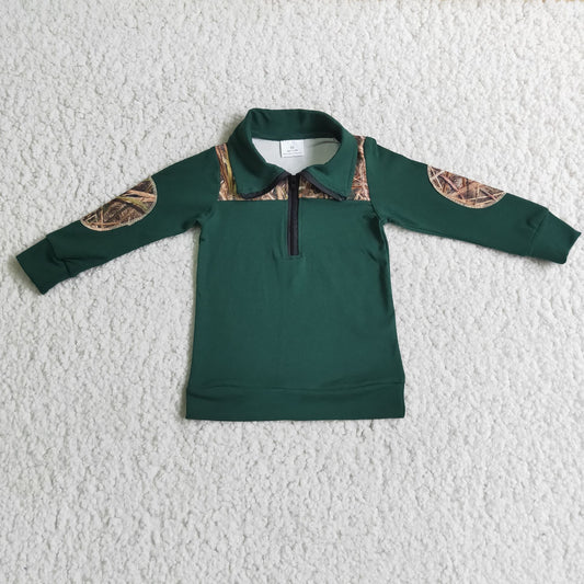6 B8-16  Green boys camo Pullover