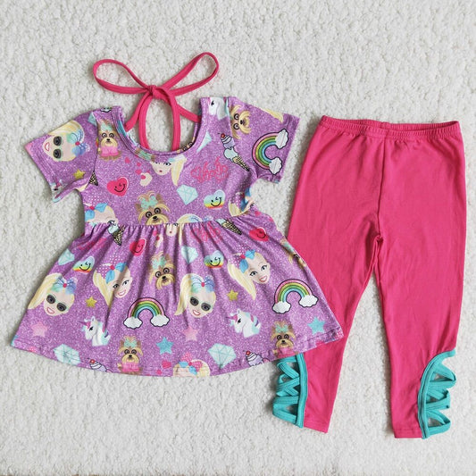 B18-5 Baby girls singer purple legging pants clothing sets