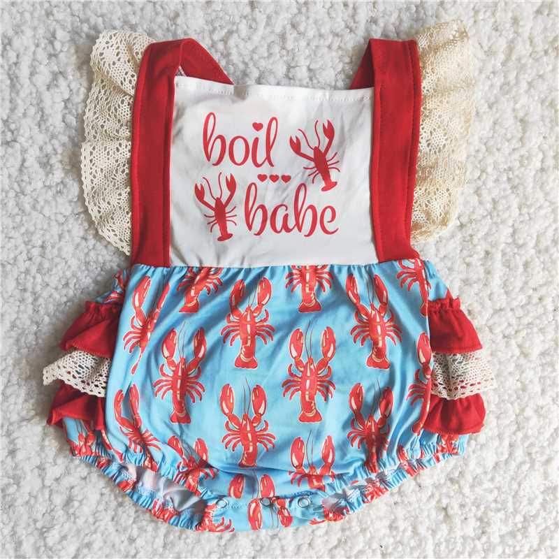C15-27  Red ruffles lace romper