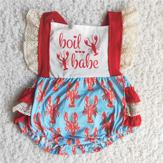 C15-27  Red ruffles lace romper