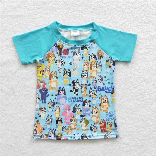 B8-22 Sales New RTS No Moq Promotion Boys blue dog shirts
