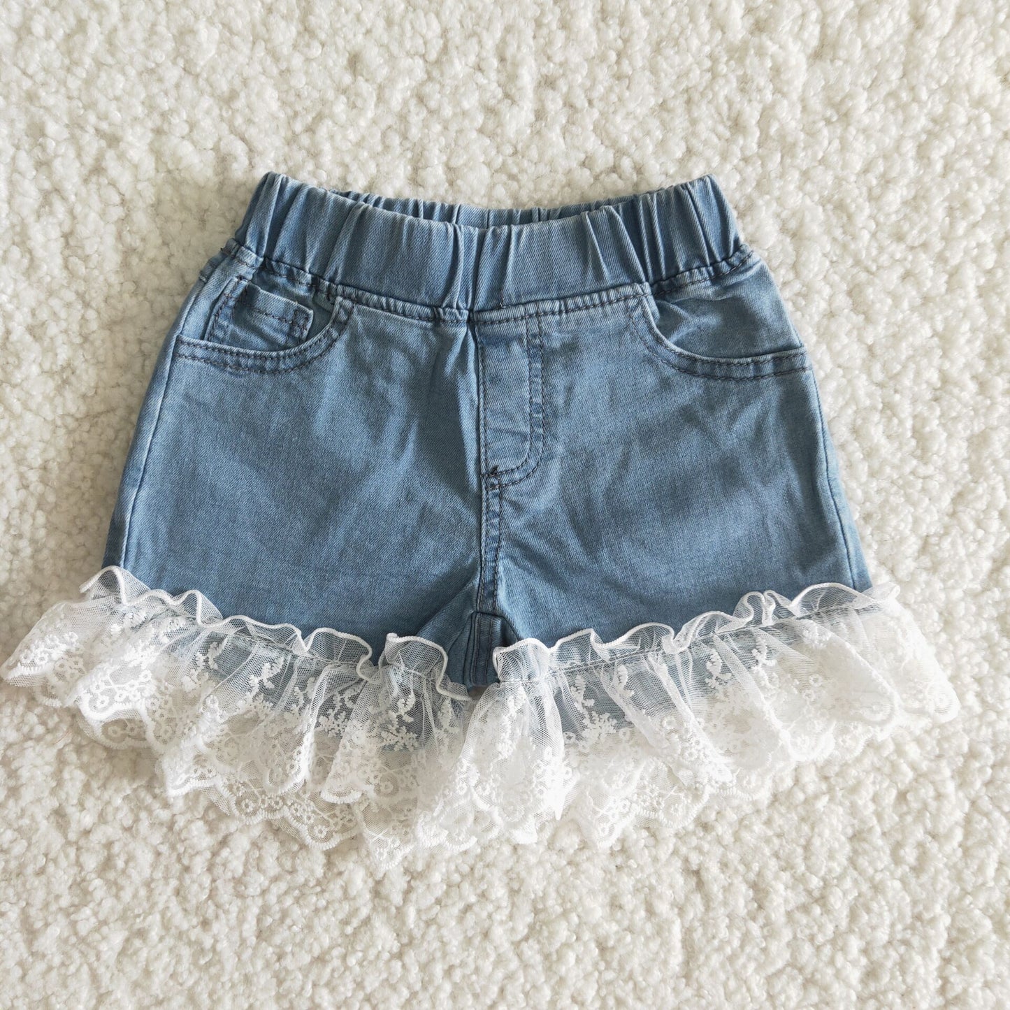 C7-20  Baby Girls lace denim shorts