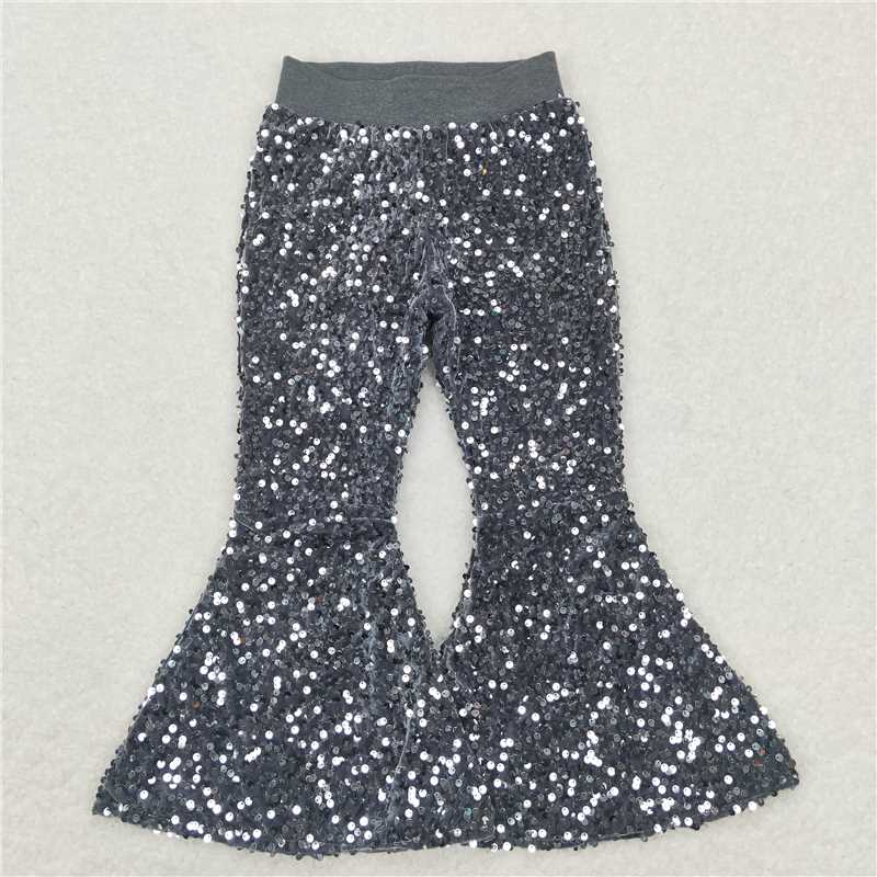 C7-14  Sequin grey bell-bottoms Pants