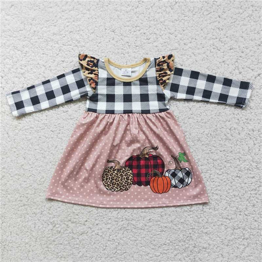 6 A14-18  Pumpkin girls plaid dresses