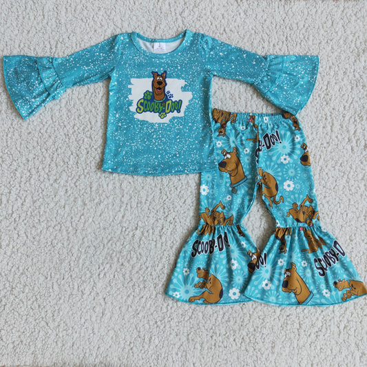 6 B5-5Blue long sleeve bell bottom pants mystery kids girls clothing