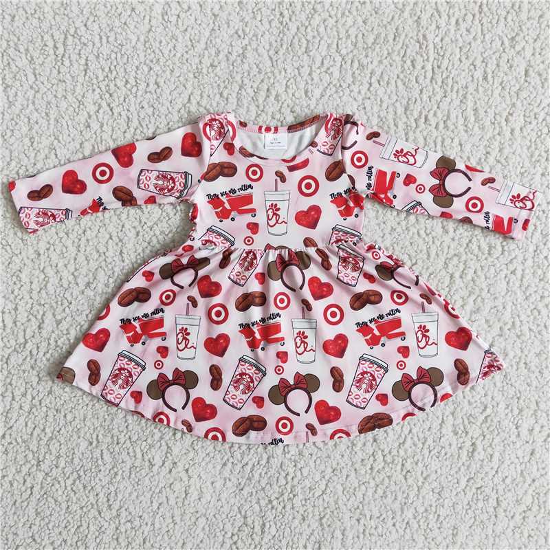 6 B5-14  Dog red heart cartoon twirl dresses