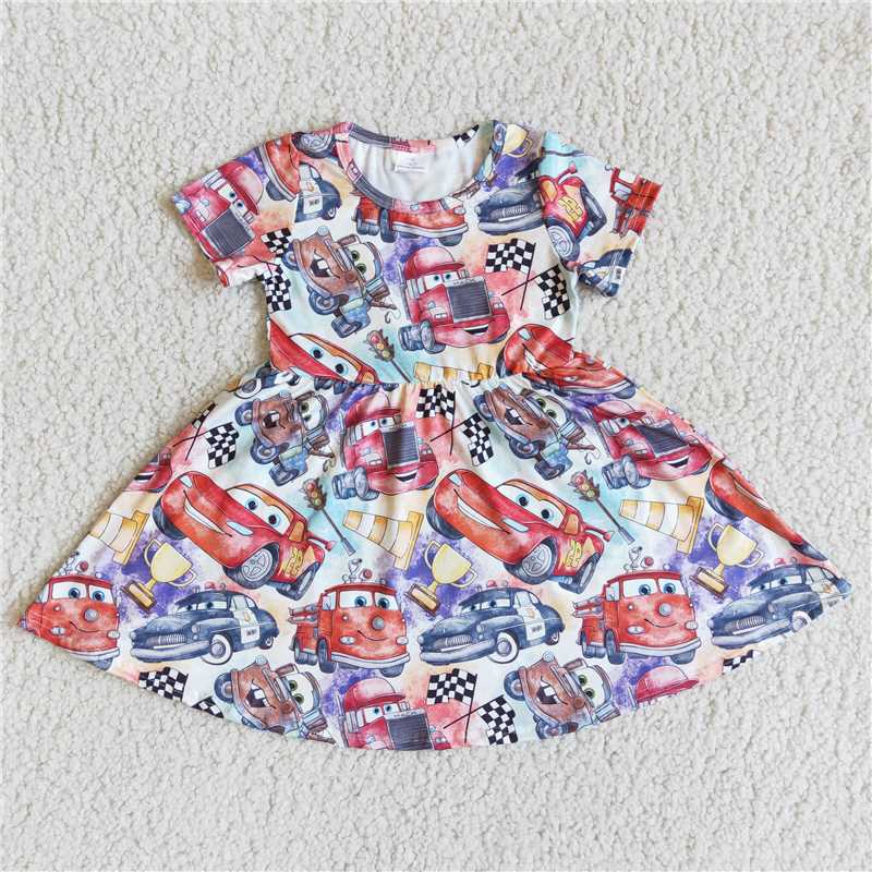 D3-2 National flag police car short-sleeved skirt