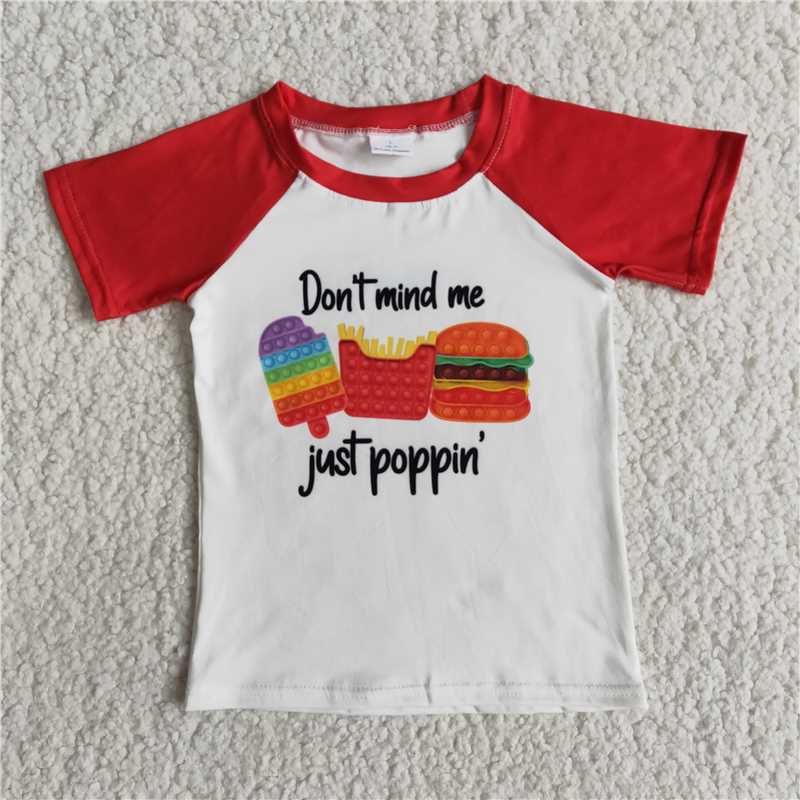 D6-18  Baby boys pop red short sleeve raglan top