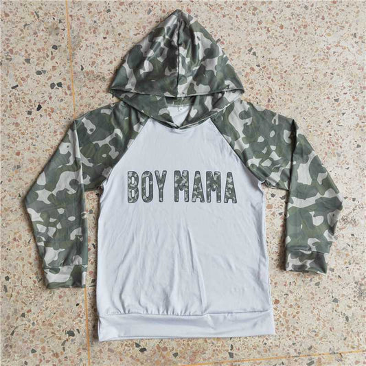 6 A29-5  Adult Women boy mama camo hoodie tops