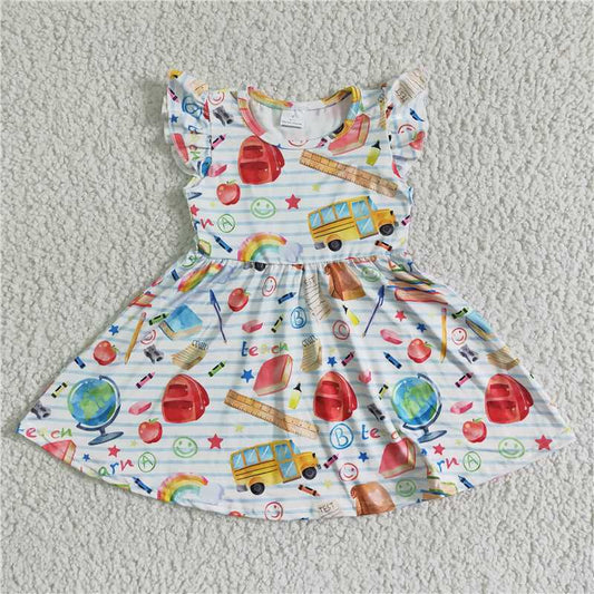 12.27 RTS NO MOQ （In stock）GSD0085 Baby girls back to school dresses
