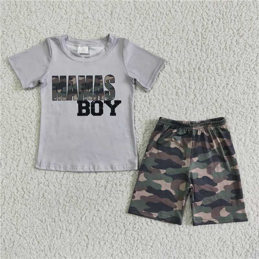 BSSO0049 Baby mama's boy camo shorts sets