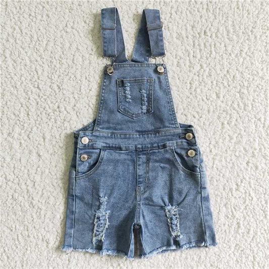 SS0016  baby girls blue denim summer shorts overall(A)