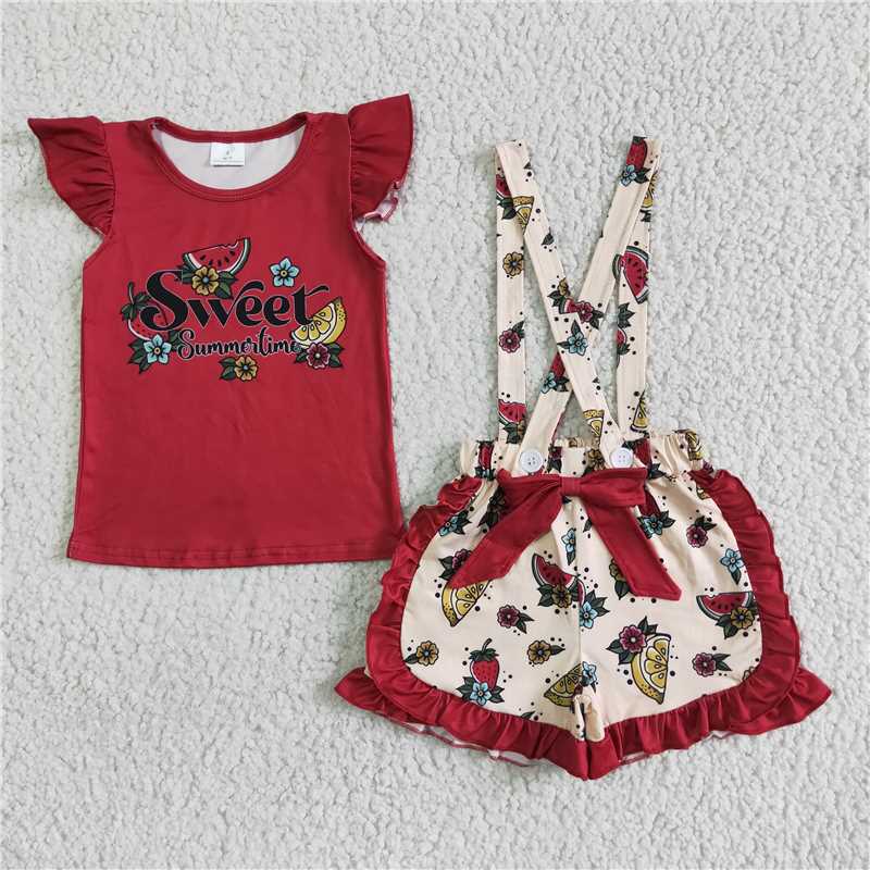 GSSO0114sweet summer time lemon watermelon girls outfits