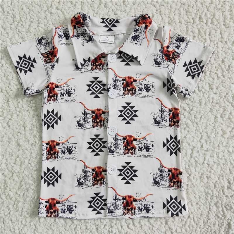 BT0017 	Baby Boys western cow button up shirts 5