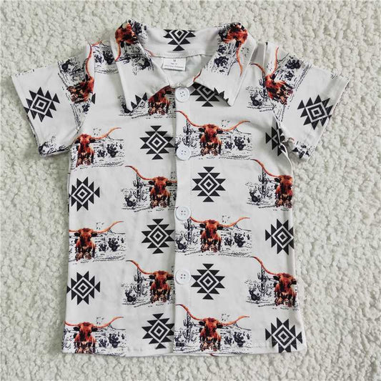 BT0017 	Baby Boys western cow button up shirts 5