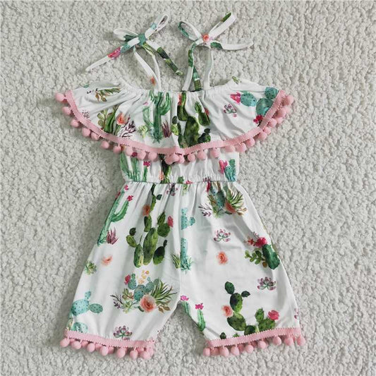 SR0039  Baby girls pink cactus summer jumpsuits