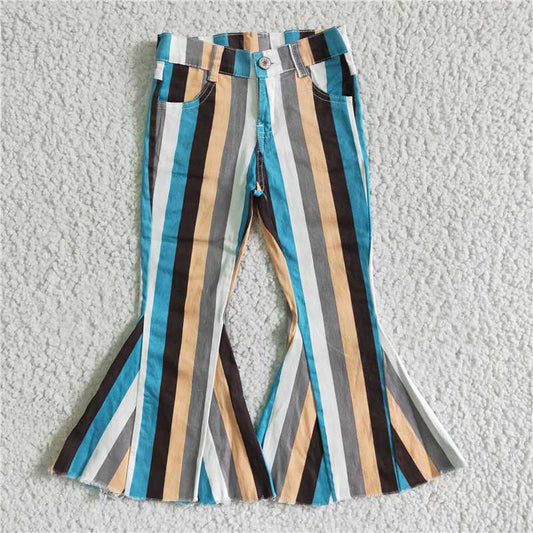 P0002  Stripe denim pants kids girls jeans
