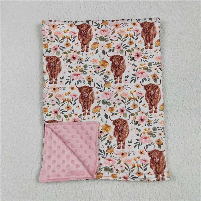 USA Warehouse (IN STOCK) BL0011 Highland cow print baby kids blankets