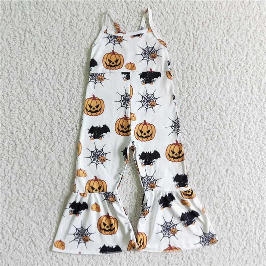 SR0067  Baby girls Halloween pumpkin strap Jumpsuits rompers