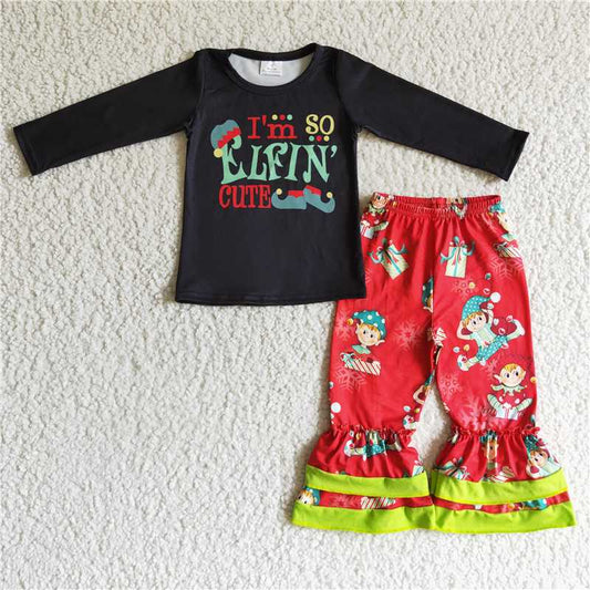 GLP0155I'm so cute green hat naughty and nice girls Christmas clothes