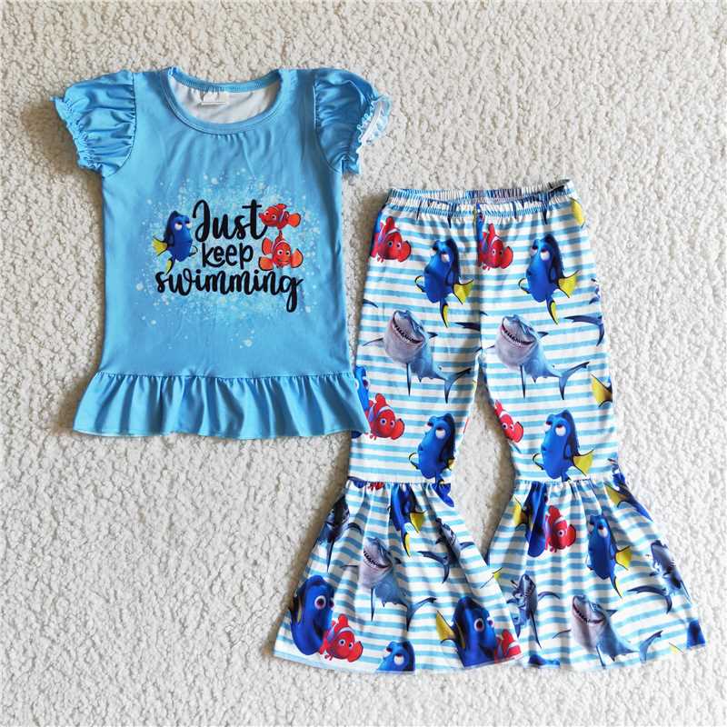 GSPO0147 Girls' Nemo clownfish short-sleeved trousers suit
