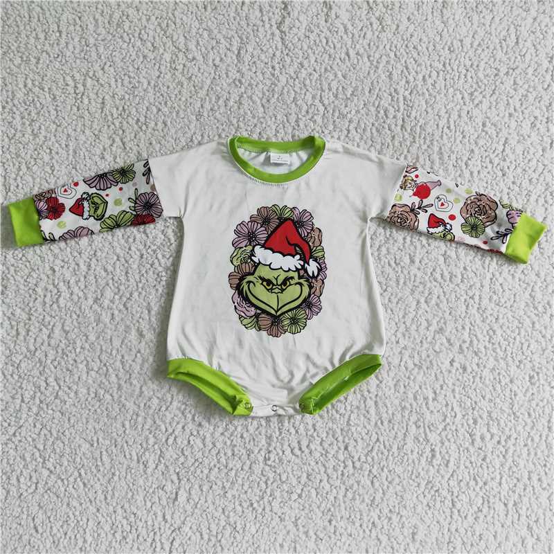 Baby kids cartoon Christmas character long sleeve short romper