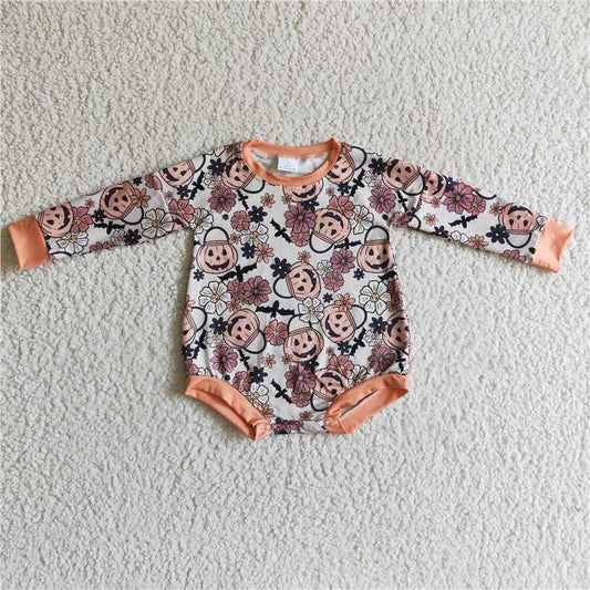 RTS LR0159 Halloween pumpkin flower long-sleeved jumpsuit
