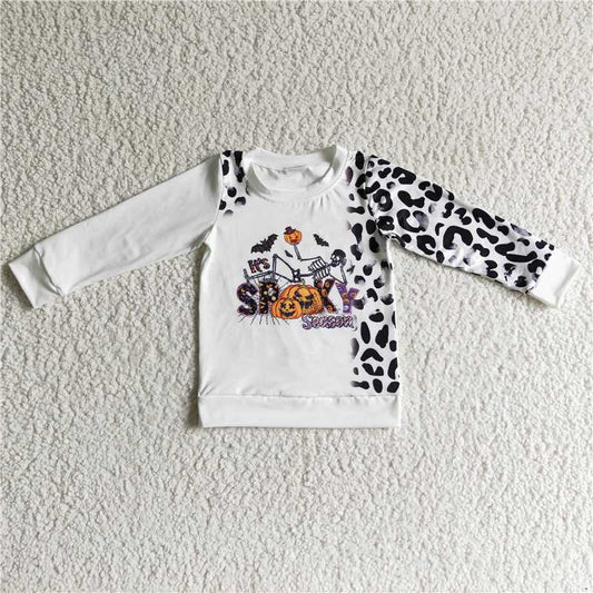 BT0065  Baby kids long sleeve Halloween leopard shirts tops