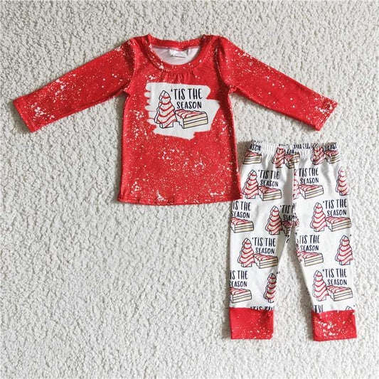 11.18 RTS NO MOQ （In stock）Matching Christmas BLP0090 Baby Boys Red season Christmas pants pajamas clothes sets
