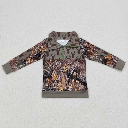 BT0094 Baby boys green camo pullover shirts Tops