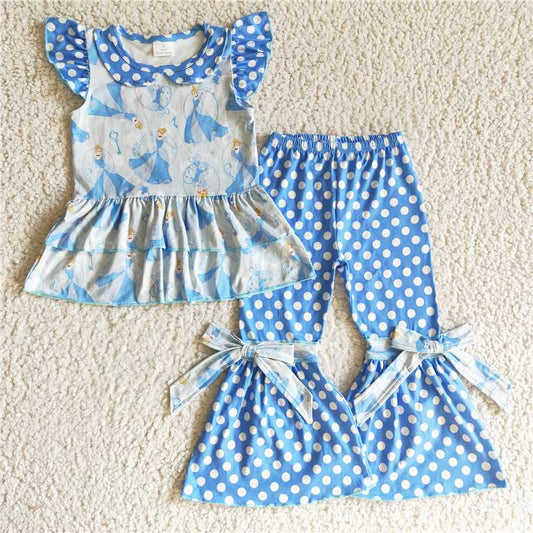 GSPO0200 Girls Cinderella blue flying sleeve trouser suit