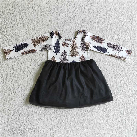 GLD0131  Baby girls Christmas tree black tutu dresses